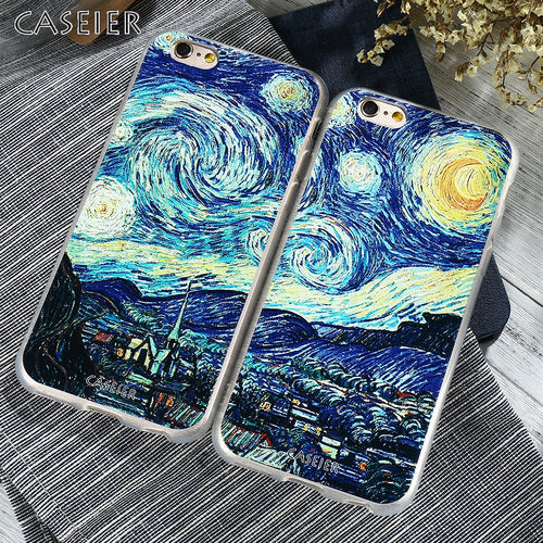 CASEIER Starry Night Silicone Case for iPhone 7 6 6S Plus 5s SE TPU Van Gogh Art Print Luxury Cover for iPhone 6 6s Accessories