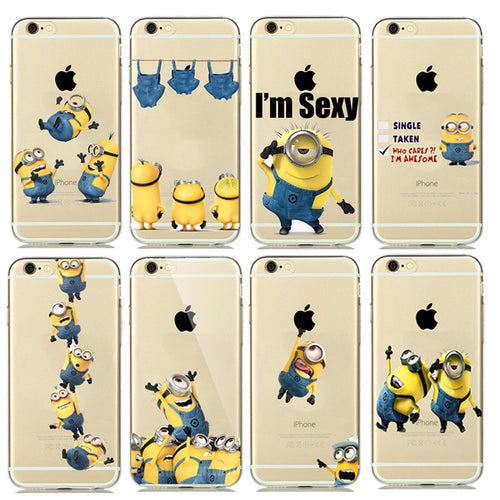 Cute Funny Despicable Me Yellow Minion Case Cover for coque iphone 7 6 6S 5 5S SE Cartoon Minion Phone Case Silicone Accessories