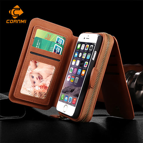 Multifunction Wallet Leather Case For Samsung S5/S6/S7/EDGE/NOTE4/NOTE5 For IPhone 5S/6 Plus/7 Plus Pouch Phone Handbag Cover