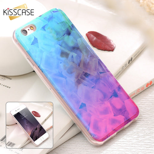 KISSCASE Fashion Blue Ray Light colorful Cell Phone Case For Iphone 7 Plus Modern Funny Glitter Diamond Pattern Cover For Iphon7