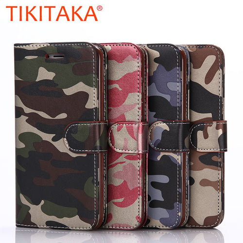 Fashion Army Camo Camouflage Case For iphone 6 6s Coque Luxury Leather Flip Wallet Phone Bags For Apple iphone 7 6 6S Plus 5 5s