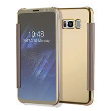 For Samsung Galaxy S8 Case Clear View Flip Slim PC Electroplating Mirror Phone Cases For Samsung Galaxy S8 S7 S6 edge Plus Cover