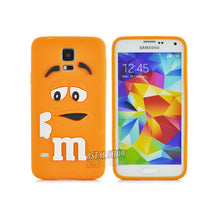 New Arrival 3D Cute Cartoon M&M Chocolate Cover Case Colorful Rainbow Beans Phone Case For Samsung S5 I9600 PT1524