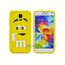 New Arrival 3D Cute Cartoon M&M Chocolate Cover Case Colorful Rainbow Beans Phone Case For Samsung S5 I9600 PT1524