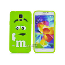 New Arrival 3D Cute Cartoon M&M Chocolate Cover Case Colorful Rainbow Beans Phone Case For Samsung S5 I9600 PT1524