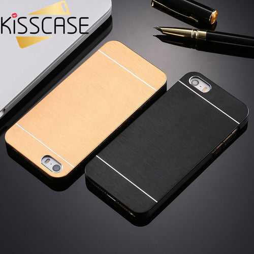 KISSCASE Cool Metal Gold Case For iPhone 5 SE 5s Case iPhone 6 6s Aluminum Plastic Hard Back Phone Accessories Luxury Cover