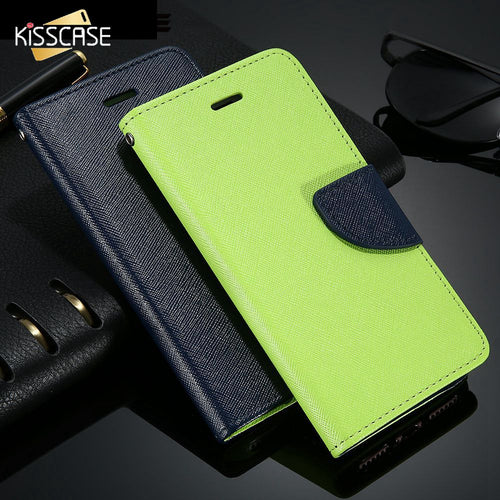 KISSCASE For iPhone 5s Case iPhone 7 7 Plus 6 6s Plus Case Cute Colorful Flip Leather Wallet Stand Phone Accessories Cover Coque