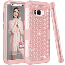 For Samsung Galaxy S8 Plus Case,Hybrid Heavy Duty Shockproof Diamond Studded Bling Rhinestone with Dual Layer Impact Protection