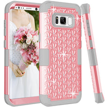 For Samsung Galaxy S8 Plus Case,Hybrid Heavy Duty Shockproof Diamond Studded Bling Rhinestone with Dual Layer Impact Protection