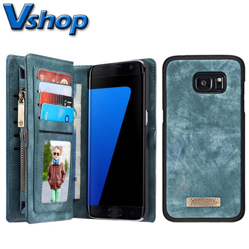 for Samsung Galaxy S7/G930 Multifunctional Leather Billfold with Detachable Magnetic PC Back Protective Phone Case Cover