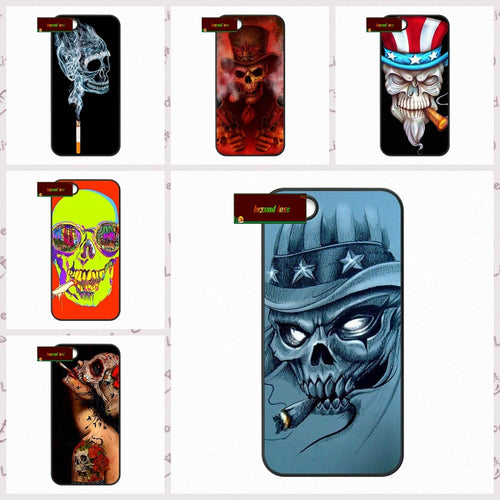 Digital Art Skull Smoke Funny Phone Cases Cover For iPhone 4 4S 5 5S 5C SE 6 6S 7 Plus 4.7 5.5      #SD0138