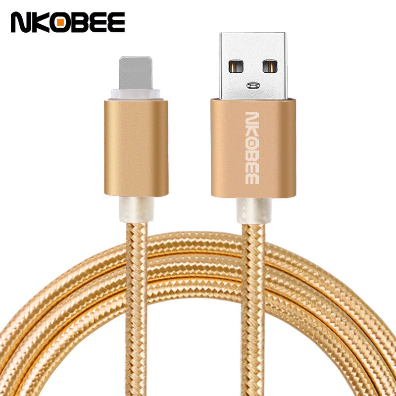 NKOBEE Luxury Metal Braided Mobile Phone Cables Charging USB Cable Charger Data For iPhone 5 5S 6S 6 6 plus 7 7 Plus accessories